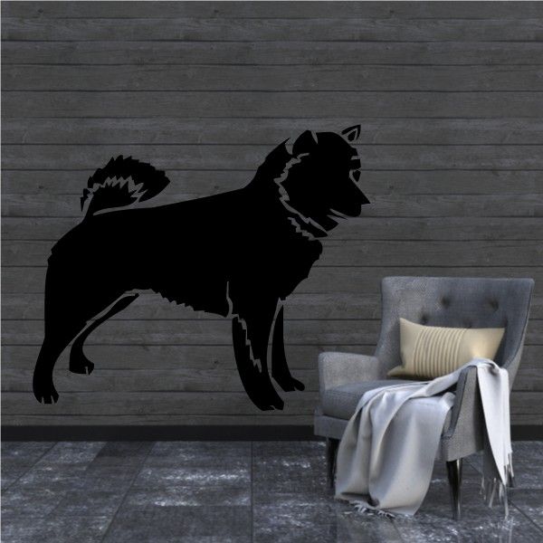 Shiba Inu decal sticker, black dog silhouette with detailed fur outline