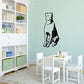 Sitting rottweiler wall decal, black line art with detailed eyes and collar