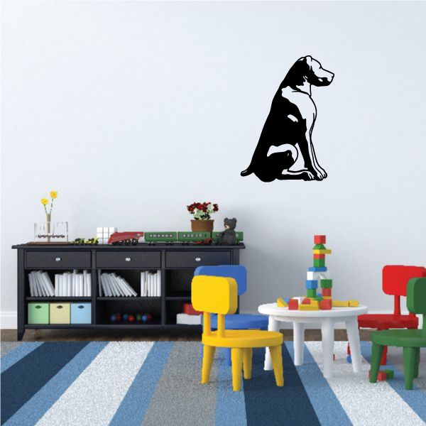 Sitting rottweiler dog decal, black silhouette