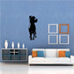 Sitting rottweiler looking decal, black dog silhouette with detailed features