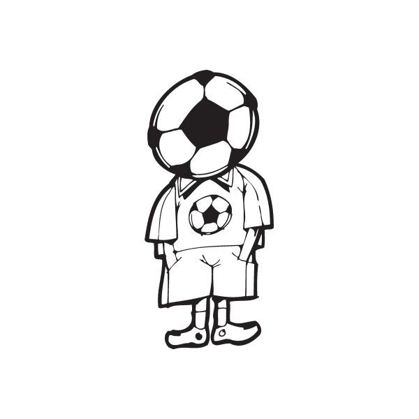 Soccer wall decal of a soccer player with a ball, black and white vinyl