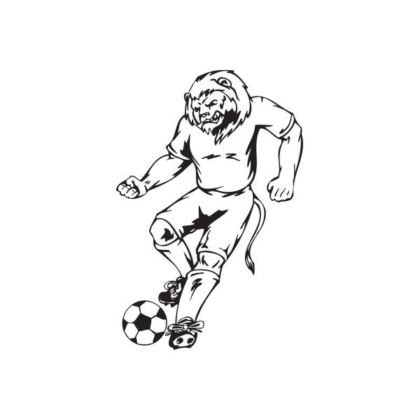 Soccer wall decal of a black-and-white soccer player with ball