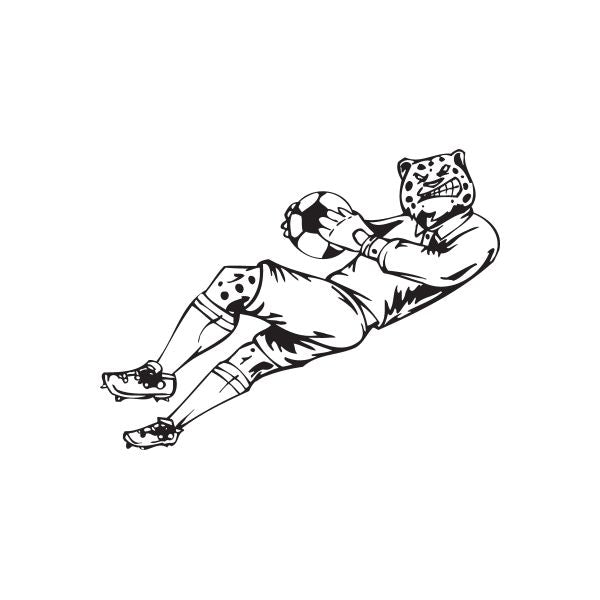 Soccer wall decal of black-and-white soccer player sliding with ball
