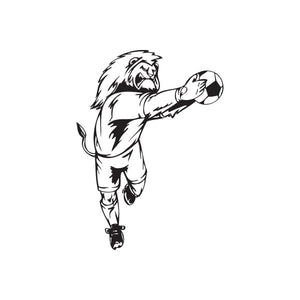 Soccer player wall decal, black vinyl figure kicking a ball
