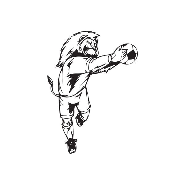 Soccer player wall decal, black vinyl figure kicking a ball