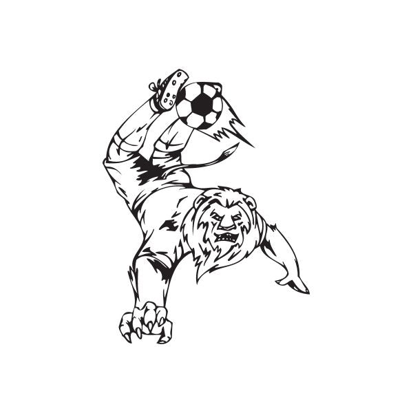 Soccer wall decal of black-and-white goalie kicking a ball