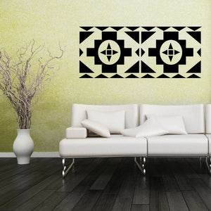 Geometric banner decal with black Southwestern-style geometric motifs and arrows