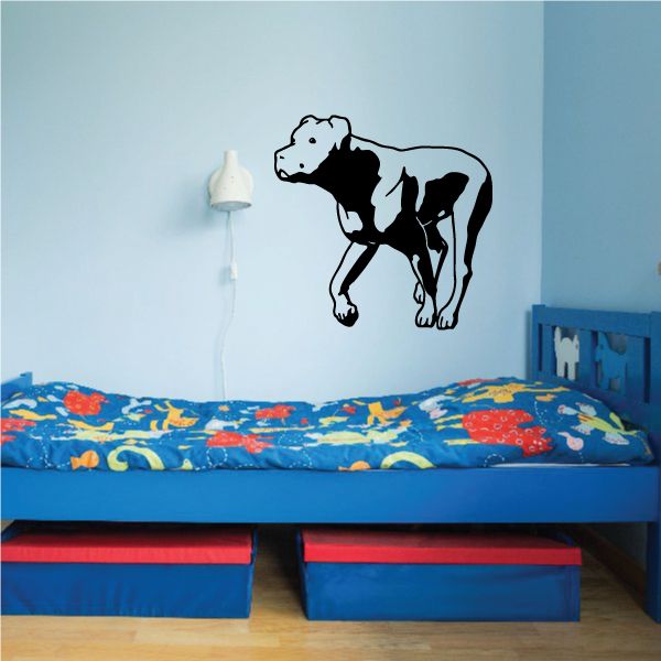 Sprinting Rottweiler wall decal, black and white dog in running pose