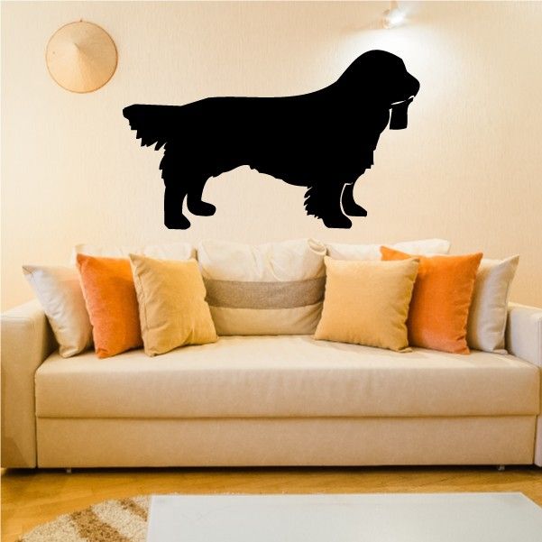 Sussex spaniel silhouette wall decal, dark black dog shape