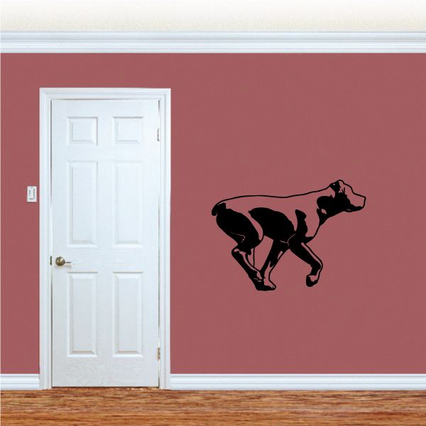 Rottweiler trotting decal, black and tan dog silhouette