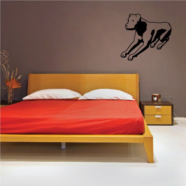 Rottweiler turning dog wall decal, black silhouette with line details