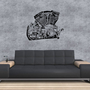 Detailed V-twin engine decal with detailed black line art