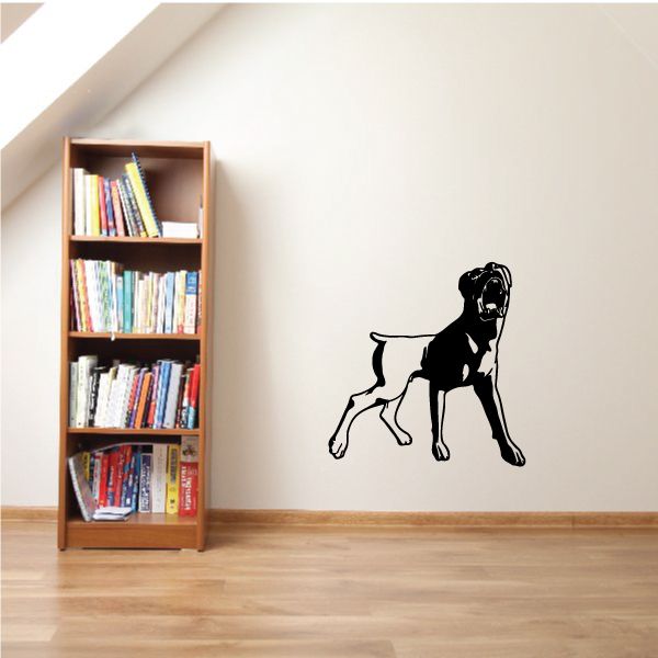 Walking Rottweiler bark wall decal, black silhouette