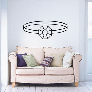 Diamond ring wall decal vinyl design with ring band and faceted diamond centerpiece