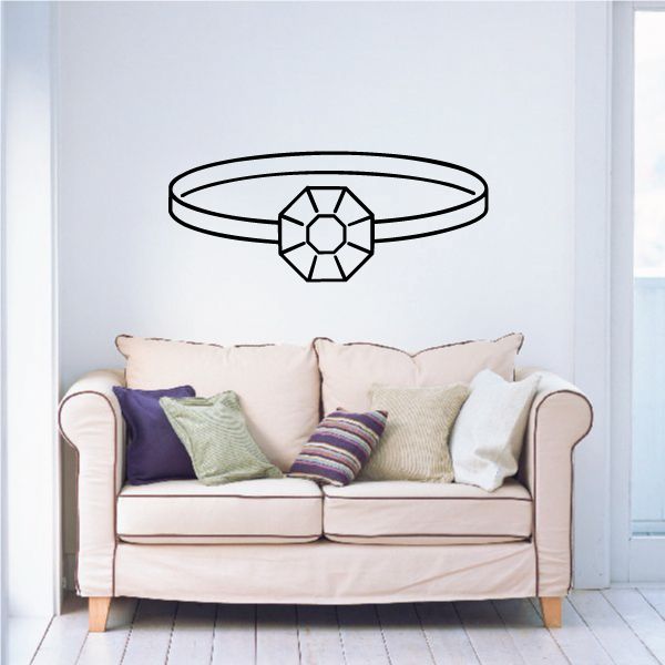 Diamond ring wall decal vinyl design with ring band and faceted diamond centerpiece