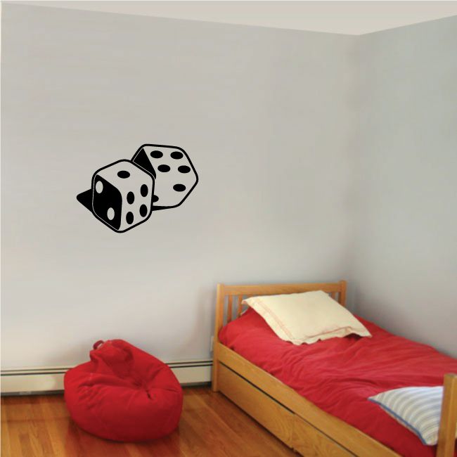 Dice wall vinyl decal with two black dice and white pips