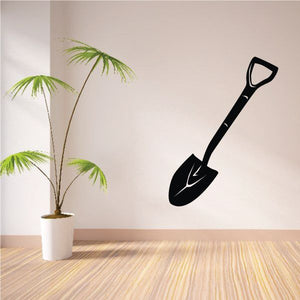 Black digging shovel decal with spade at center