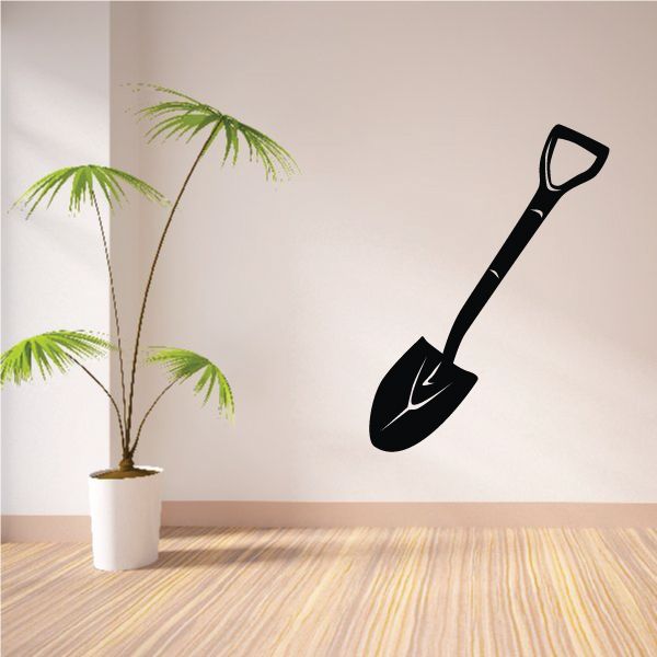 Black digging shovel decal with spade at center