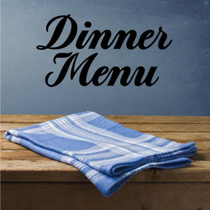Dinner Menu vinyl wall decal with black script lettering