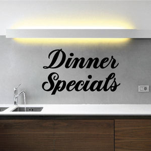 Dinner Specials vinyl wall decal with black cursive lettering