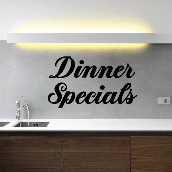 Dinner Specials vinyl wall decal with black cursive lettering