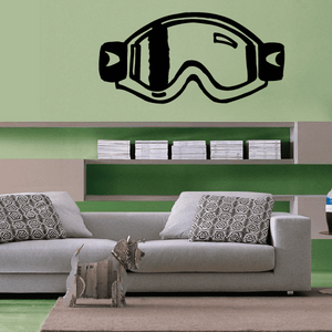Dirt bike goggles decal sticker, black outlined goggle graphic on light background