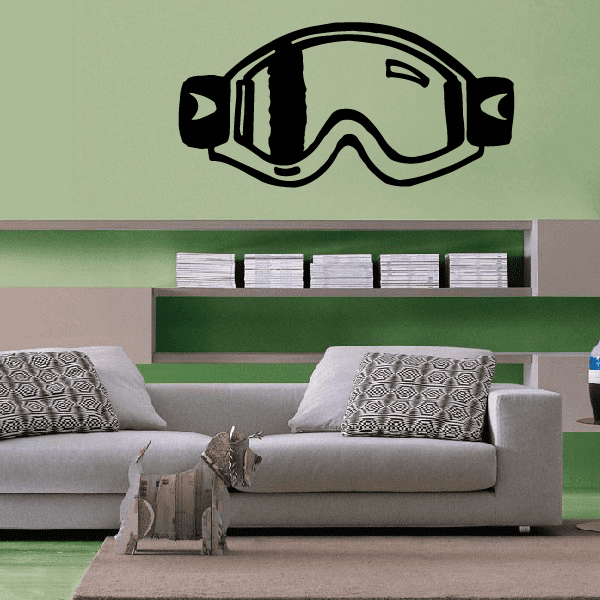 Dirt bike goggles decal sticker, black outlined goggle graphic on light background