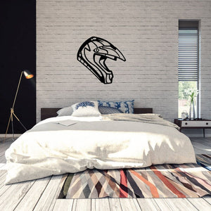 Graphic bike helmet wall decal with bold black outline