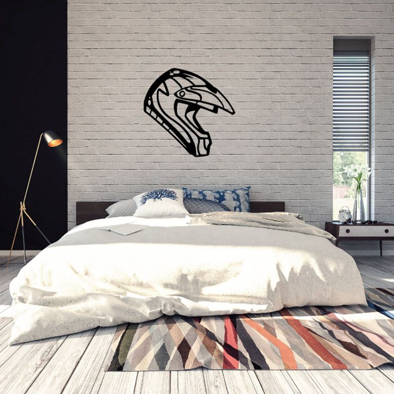 Graphic bike helmet wall decal with bold black outline