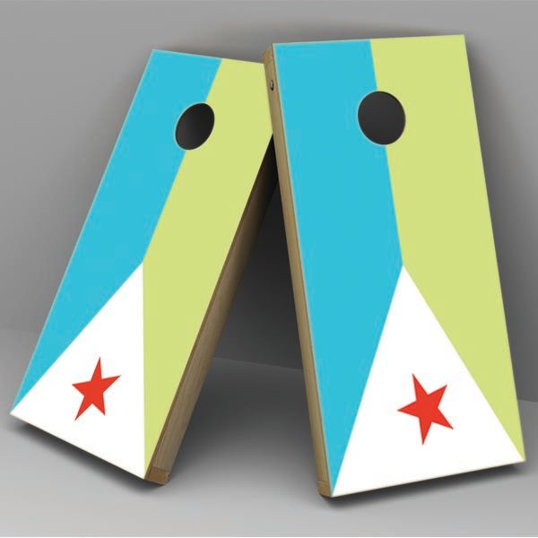 Djibouti Flag Cornhole Board Vinyl Decal Wrap