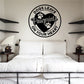 Heart-shaped paw print wall decal with black circular quote