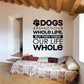 Wall decal with black paw icon and quote: “DOGS are not our whole life, whole.”
