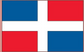 Dominican Republic flag sticker with white cross and red/blue quadrants