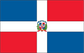 Dominican Republic flag sticker with centered coat of arms and red, blue, white stripes