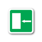 Green door sticker with white door panel and left arrow