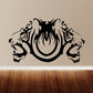 Double-headed tiger snarling decal, black graphic