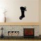 Stocking wall decal with double stripe band, black silhouette with small bow