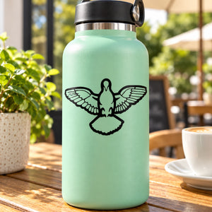Dove wings spread decal sticker on a mint green bottle