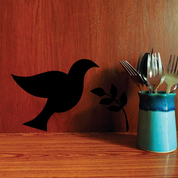 Bird and branch wall decal with black dove silhouette