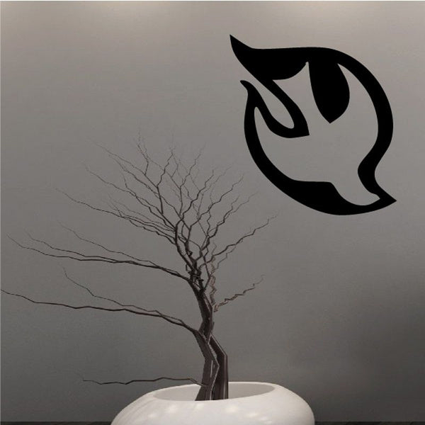 Black dove inside flame wall decal with bold silhouette