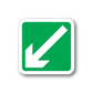 Green square sticker with white downward-left arrow