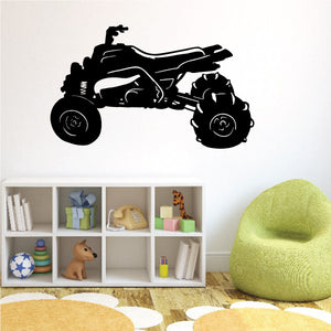 Black quad motorcycle vinyl decal with bold silhouette