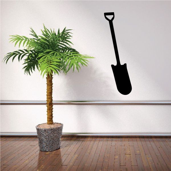 Shovel spade silhouette decal, black garden tool outline