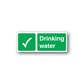 Drinking water sticker, green with checkmark and white text