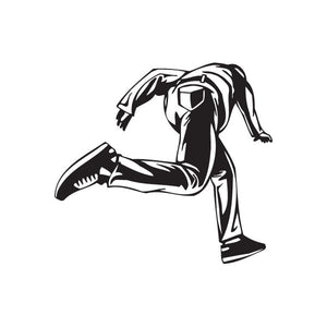 Parkour athlete decal in black and white silhouette