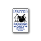 Drummer Parking Only sticker with blue drum set and text 'PARKING ONLY'