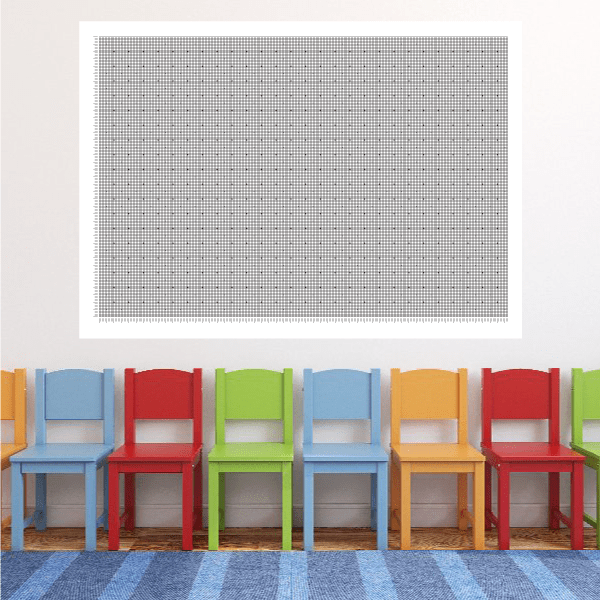 Dry erase graph sticker with gray dot grid, square corners