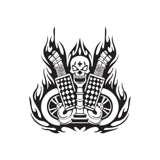 Image of Dual Exhaust Skull Flames Decal