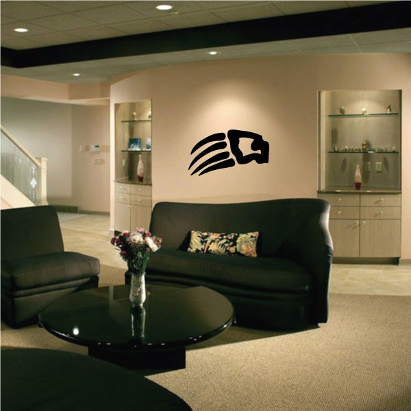 Eagle head southwestern wall decal, black line drawing