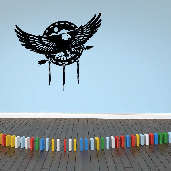 Southwestern eagle holding an arrow decal with dripping paint effect